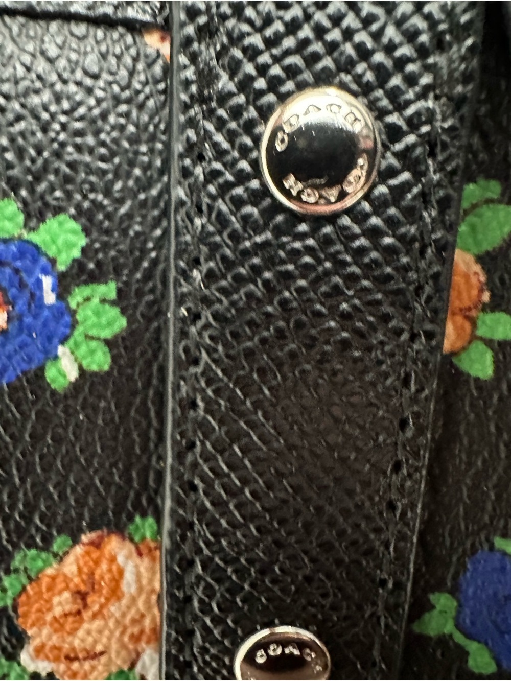 Coach Reversible Floral Market Tote Black Crossgrain Leather Shopper Bag - Picture 9 of 12